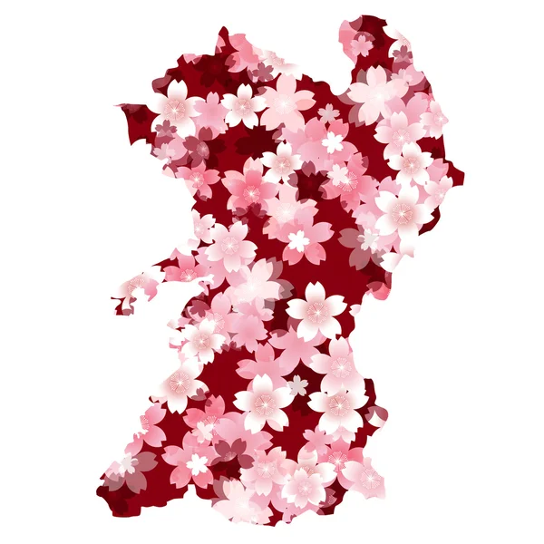 Kumamoto　spring cherry blossoms — Stok Vektör